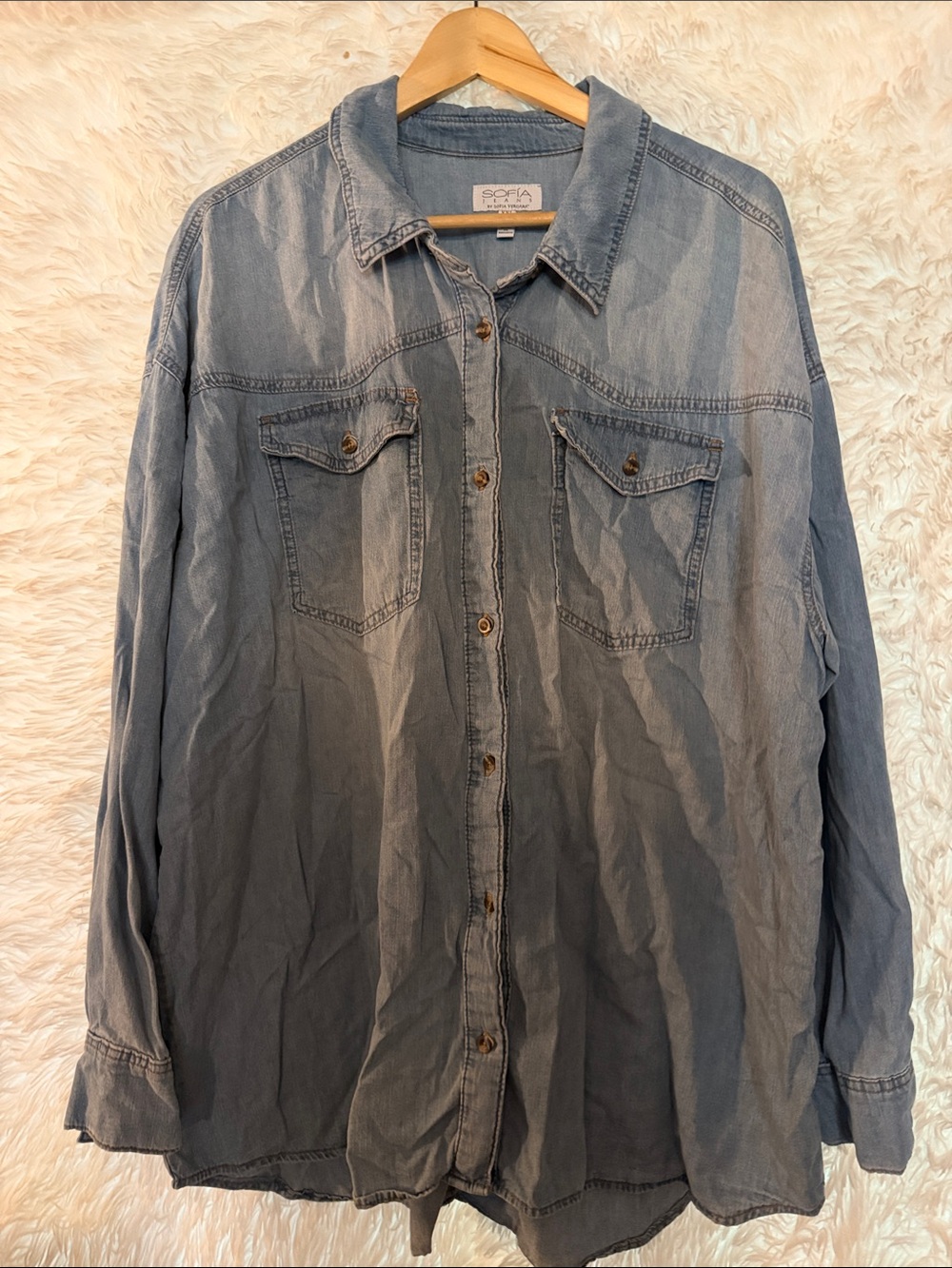 Sofia Vergara XXL Jean Button Down Shirt